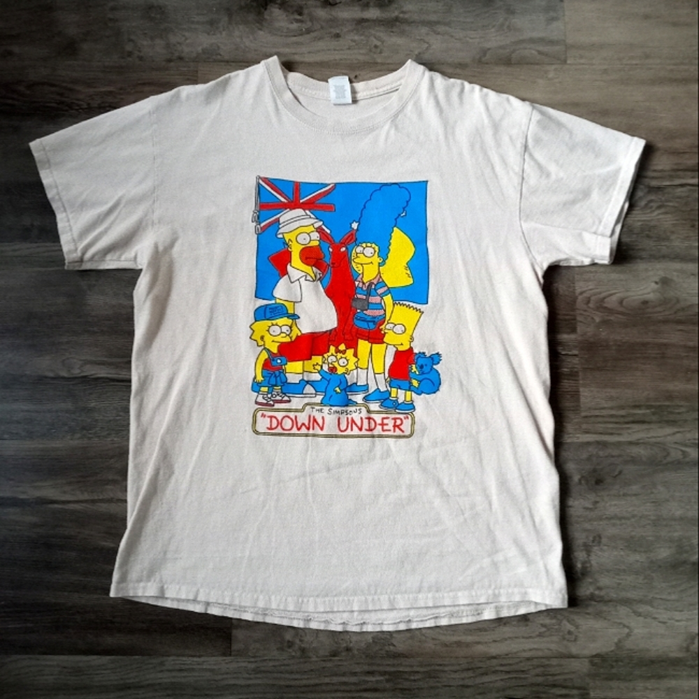 Simpsons Australian Journey T-shirt printed on a Gildan